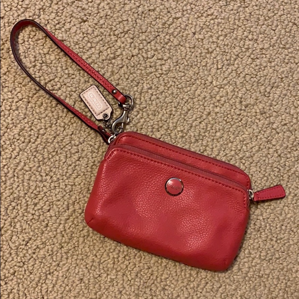 Coach pink wristlet wallet